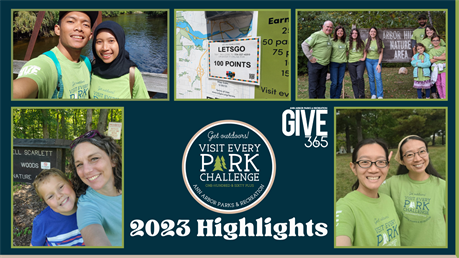 2023 Recap image featuring photos of participants in the Visit Every Park Challenge