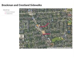 Map of where construction will take place on Brockman Boulevard and Crestland Drive