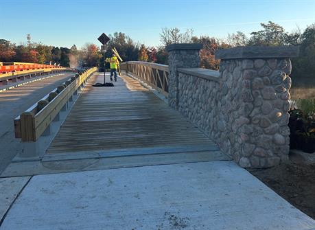 Constuction worker on bridge