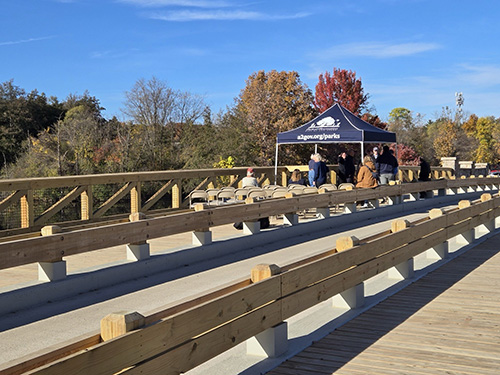 People on bridge