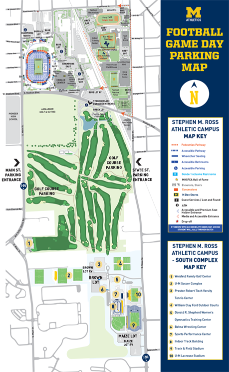 Football game day parking map