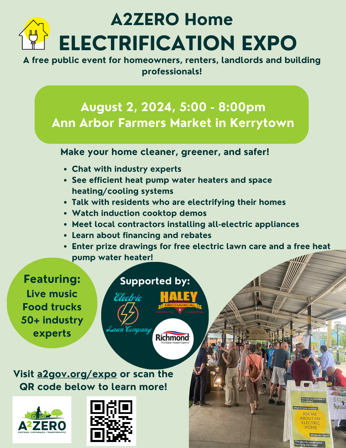 Third Annual Ann Arbor Home Electrification Expo is Friday, Aug. 2, at the Ann Arbor Farmers Market