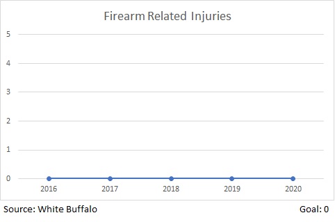 Firearm related Injuries have stayed at zero