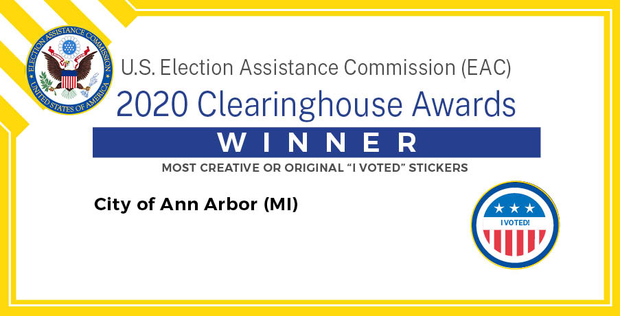 Most creative or original I voted stickers award from 2020 Clearinghouse awards